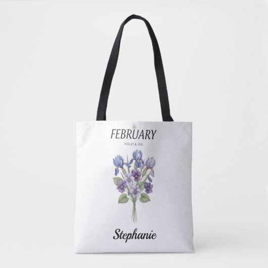 Personalized February Birth Month Flower トートバッグ (正面)