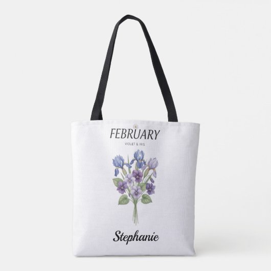 Personalized February Birth Month Flower トートバッグ (裏面)