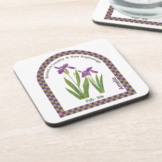 Personalized February Birth Month Flower Coaster コースター (左側)
