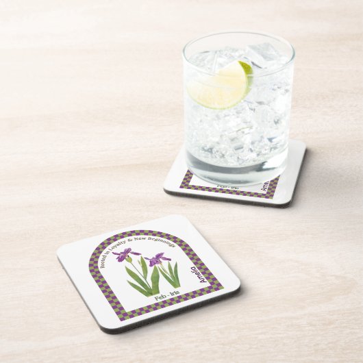 Personalized February Birth Month Flower Coaster コースター (右側)