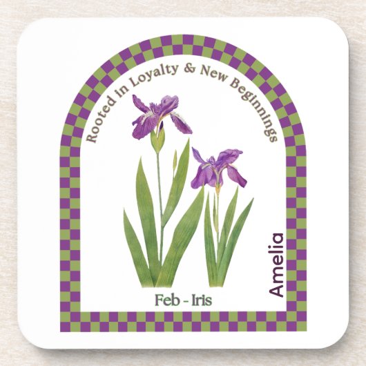 Personalized February Birth Month Flower Coaster コースター (正面)