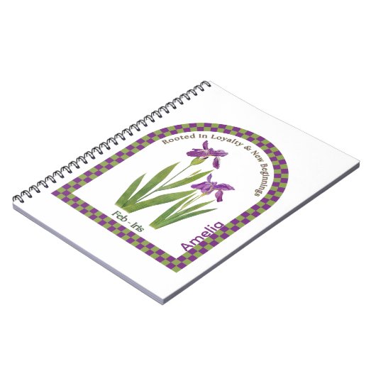 Personalized February Birth Month Flower Notebook ノートブック (左側)