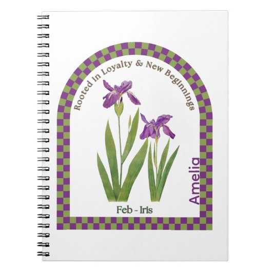 Personalized February Birth Month Flower Notebook ノートブック (正面)