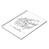 Personalized Female Piano Player Line Drawing      ノートブック (左側)