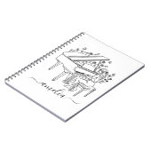 Personalized Female Piano Player Line Drawing      ノートブック (左側)