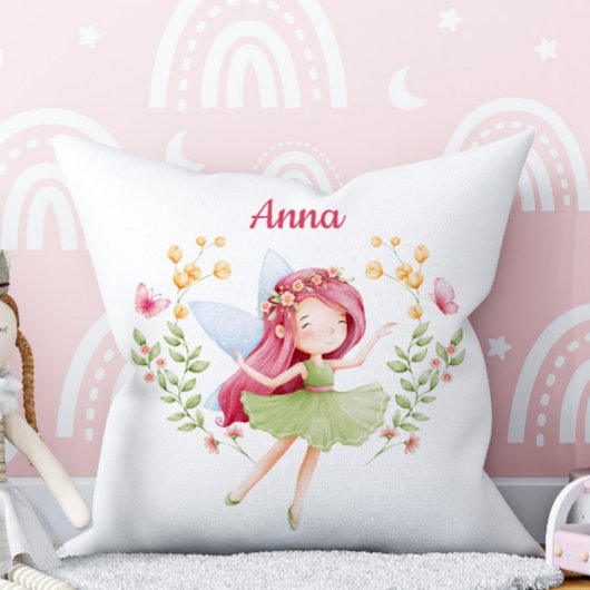 Personalized Feminine Fairy Girl Throw Pillow クッション