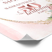 Personalized Feminine Rose Gold 50th Birthday Sign ポスター (角)