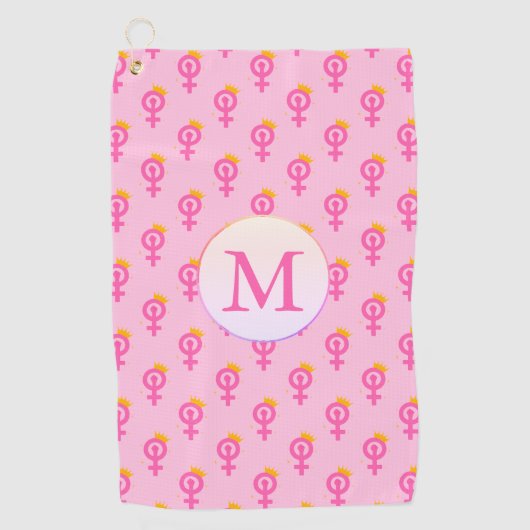 Personalized Feminist Pink ゴルフタオル (正面)