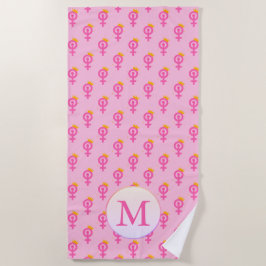 Personalized Feminist Pink ビーチタオル