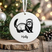 Personalized Ferret Christmas セラミックオーナメント