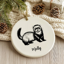 Personalized Ferret Christmas セラミックオーナメント