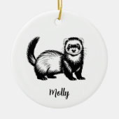 Personalized Ferret Christmas セラミックオーナメント (正面)