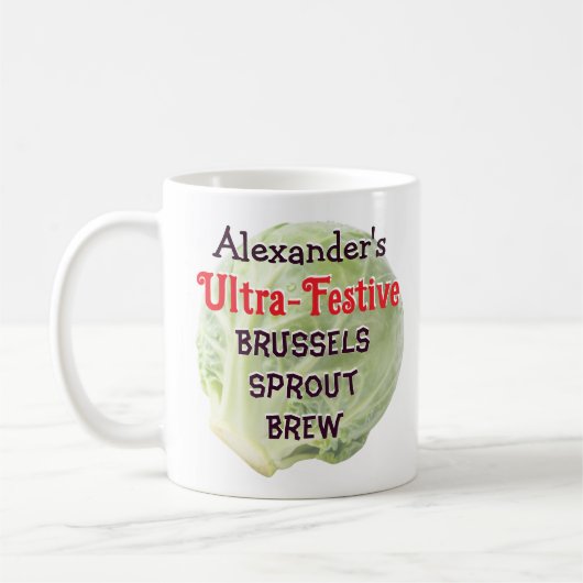Personalized Festive Brussels Sprout Brew Funny コーヒーマグカップ (左)