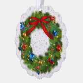 Personalized Festive Christmas Wreath オーナメントカード (左)