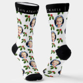 Personalized Festive Holly Berry Holiday Socks ソックス (傾斜あり)