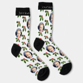 Personalized Festive Holly Berry Holiday Socks ソックス (右)