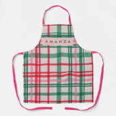 Personalized Festive Red & Green Plaid Pattern エプロン (正面)