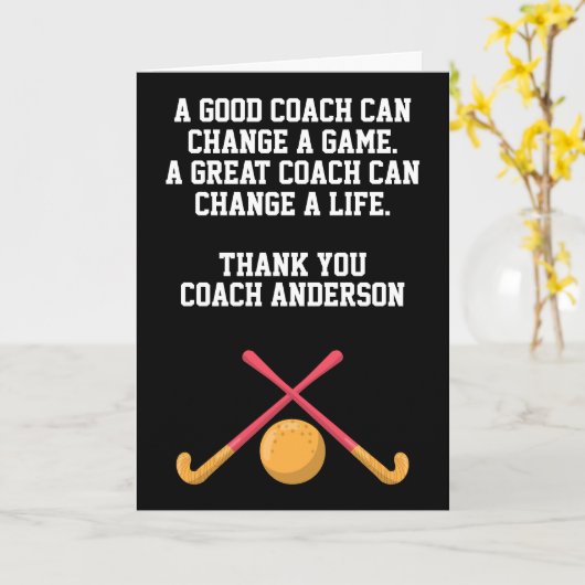 Personalized Field Hockey Coach From Team Players カード (黄色い花)