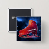 Personalized Figure Skating Space Boot 缶バッジ (正面&裏面)