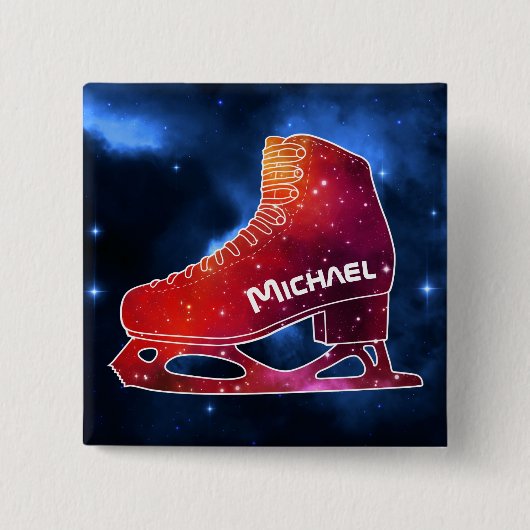 Personalized Figure Skating Space Boot 缶バッジ (正面)