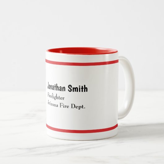 Personalized Firefighter Dad Name Thin Red Line  ツートーンマグカップ (正面右)