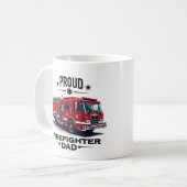 Personalized Firefighter Dad Name W/ Firetruck コーヒーマグカップ (正面左)