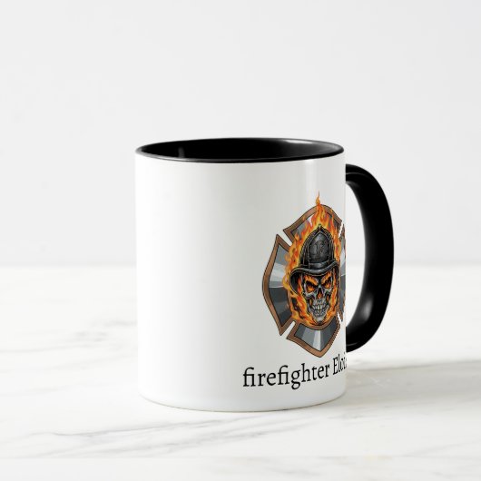Personalized Firefighter Skull Fireman  マグカップ (正面右)