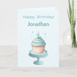 Personalized First Birthday Candle Card カード