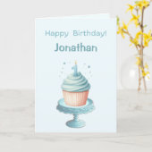 Personalized First Birthday Candle Card カード (黄色い花)