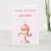 Personalized First Birthday Cupcake Card カード (正面)
