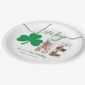 Personalized First Birthday Shamrock Photo Party  ペーパープレート (アングル)