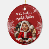 Personalized First Christmas Add Photo Snowflakes  セラミックオーナメント (左)