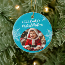 Personalized First Christmas Add Photo Snowflakes