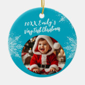Personalized First Christmas Add Photo Snowflakes セラミックオーナメント (正面)