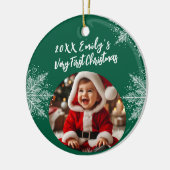 Personalized First Christmas Add Photo Snowflakes  セラミックオーナメント (左)