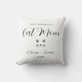Personalized First Christmas as Cat Mom gift クッション
