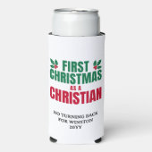 Personalized FIRST CHRISTMAS AS CHRISTIAN スリム缶クーラー (Seltzer正面)