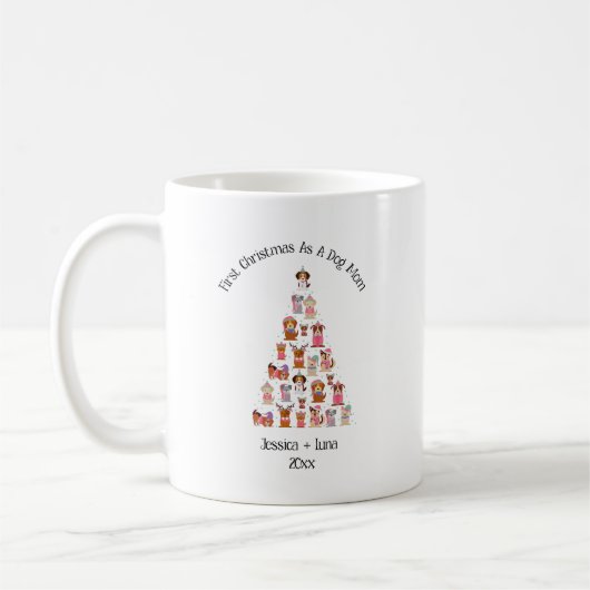 personalized First Christmas as Dog Parent Mug コーヒーマグカップ (左)