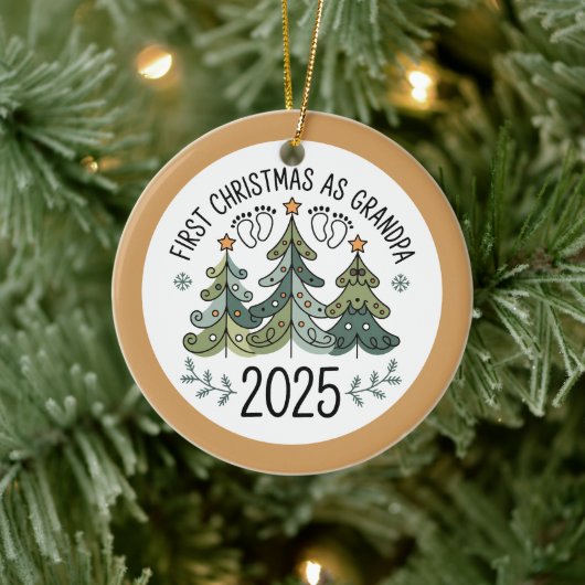 Personalized First Christmas as Grandpa セラミックオーナメント (ツリー)