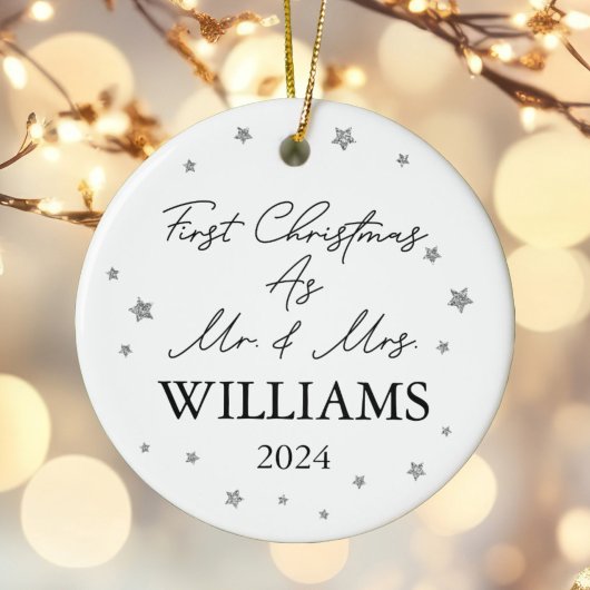 Personalized First Christmas As Mr & Mrs Photo セラミックオーナメント