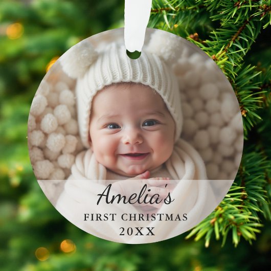 Personalized First Christmas Baby Photo オーナメント