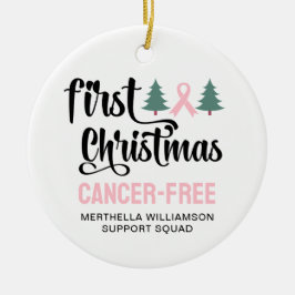 Personalized FIRST CHRISTMAS Breast Cancer Free  セラミックオーナメント
