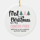 Personalized FIRST CHRISTMAS Breast Cancer Free セラミックオーナメント (裏面)