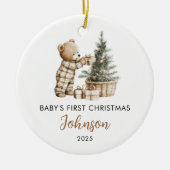 Personalized First Christmas for Baby Bear セラミックオーナメント (正面)