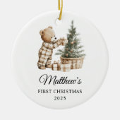 Personalized First Christmas for Baby Bear セラミックオーナメント (正面)
