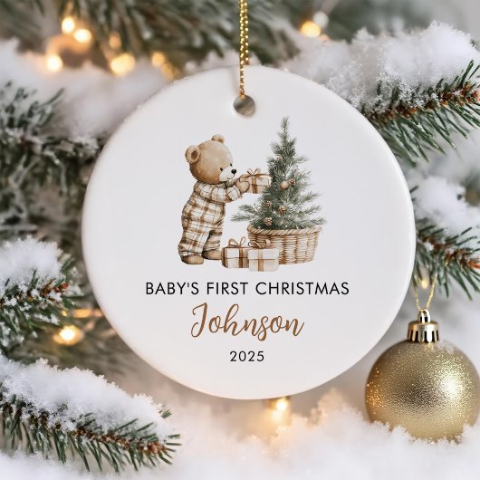 Personalized First Christmas for Baby Bear セラミックオーナメント