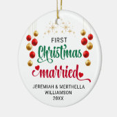 Personalized FIRST CHRISTMAS MARRIED セラミックオーナメント (左)