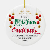 Personalized FIRST CHRISTMAS MARRIED セラミックオーナメント (裏面)