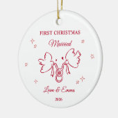 Personalized First Christmas Married Dove セラミックオーナメント (左)