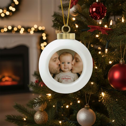 Personalized First Christmas Photo セラミックボールオーナメント